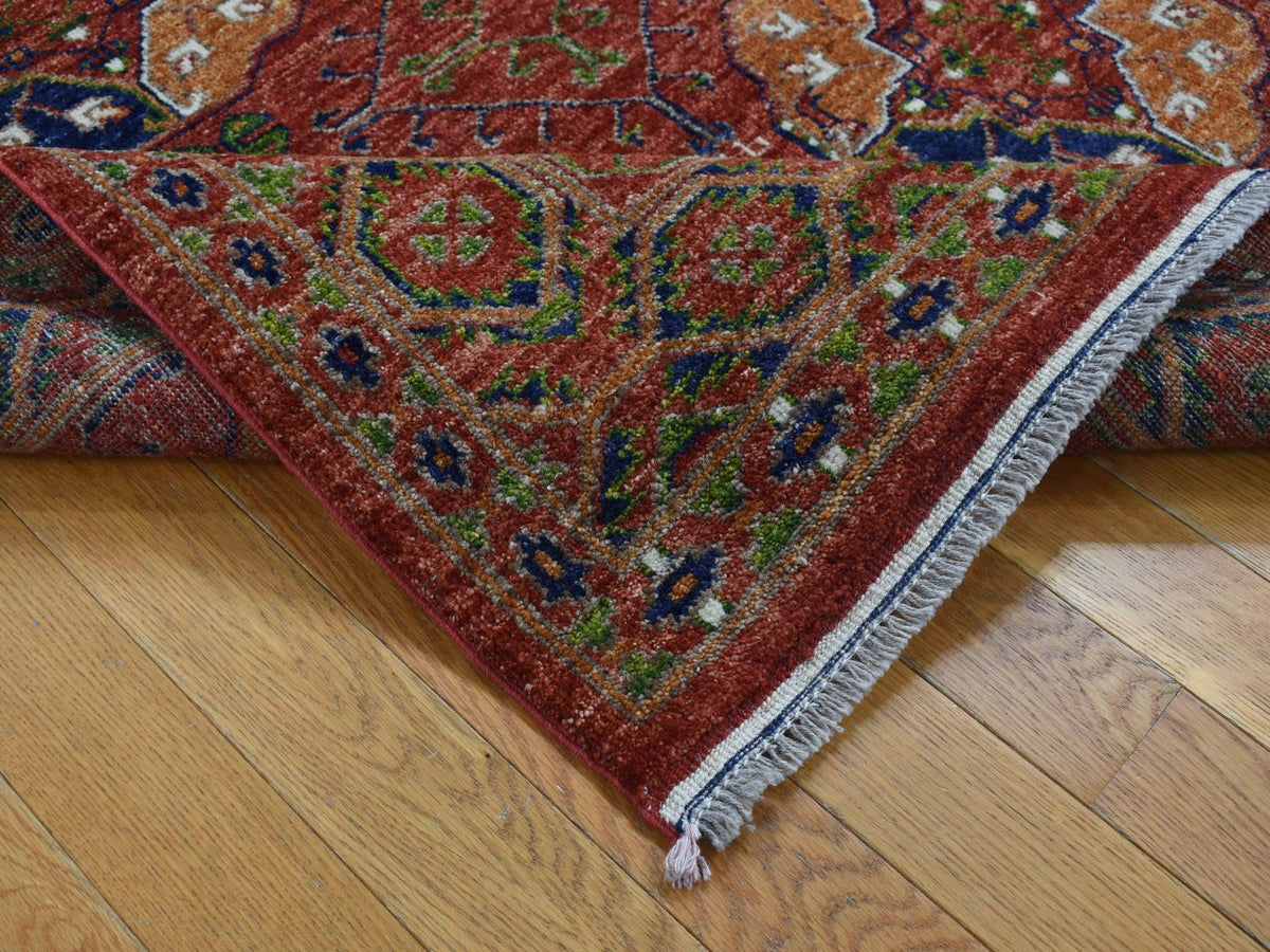 Ersari Tribal & Geometric hand-knotted wool rug in Red, 4'1" x 6'2" — SKU O087613 (view 4)