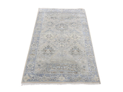 Blue 3'0" x 5'3" Modern and Contemporary Hand knotted Wool/Silk Rug - Sku: O087615