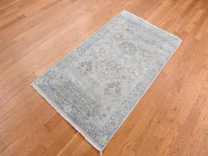Blue 3'0" x 5'3" Modern and Contemporary Hand knotted Wool/Silk Rug - Sku: O087615