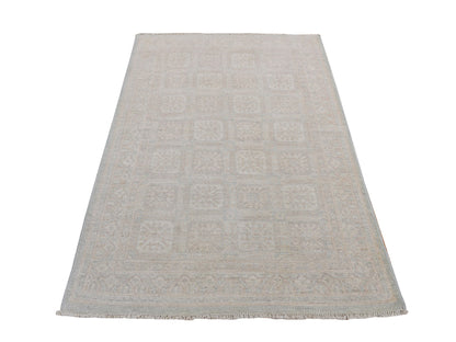Beige 4'0" x 6'0" Khotan and Samarkand Hand knotted Wool Rug - Sku: O087616
