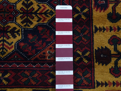 Tribal & Geometric hand-knotted wool runner in Red & Yellow, 3' x 10'2" — SKU O087617 (view 6)