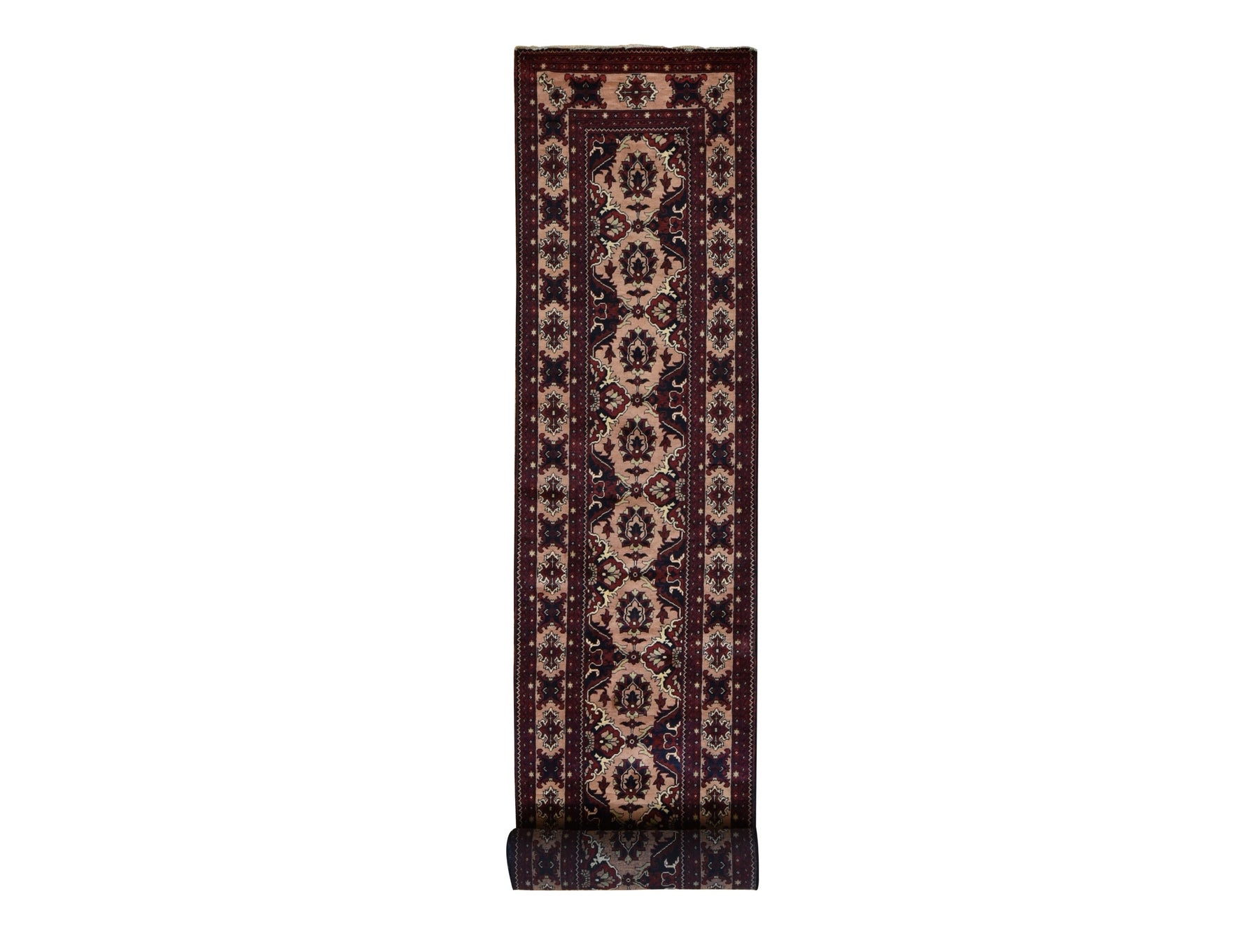 Tribal & Geometric hand-knotted wool runner in Red, 2'10" x 18'10" — SKU O087618