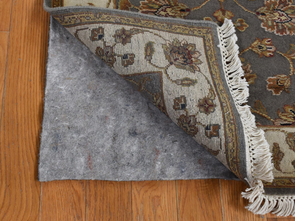 Rajasthan Rajasthan hand-knotted wool/silk runner in Gray & Ivory, 2'6" x 20' — SKU O087619 (view 4)