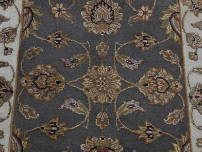 Rajasthan Rajasthan hand-knotted wool/silk runner in Gray & Ivory, 2'6" x 20' — SKU O087619 (view 7)
