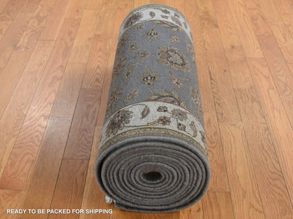 Rajasthan Rajasthan hand-knotted wool/silk runner in Gray & Ivory, 2'6" x 20' — SKU O087619 (view 8)