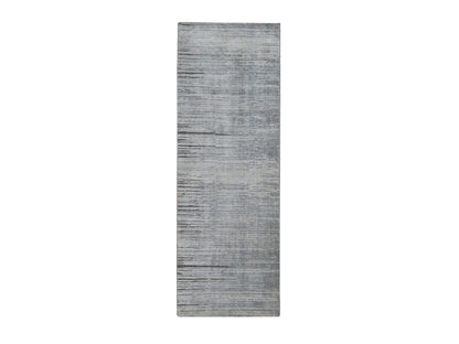 Modern / Contemporary hand-knotted silk runner in Gray, 3' x 9' — SKU O087620