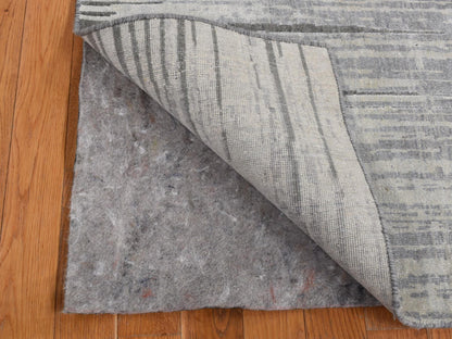 Modern / Contemporary hand-knotted silk runner in Gray, 3' x 9' — SKU O087620 (view 4)