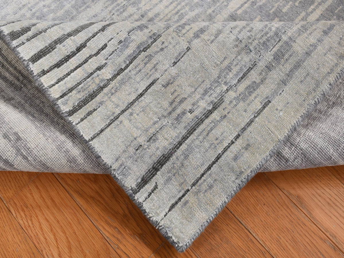 Modern / Contemporary hand-knotted silk runner in Gray, 3' x 9' — SKU O087620 (view 5)
