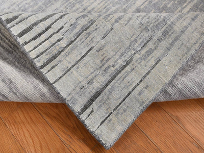 Modern / Contemporary hand-knotted silk runner in Gray, 3' x 9' — SKU O087620 (view 5)