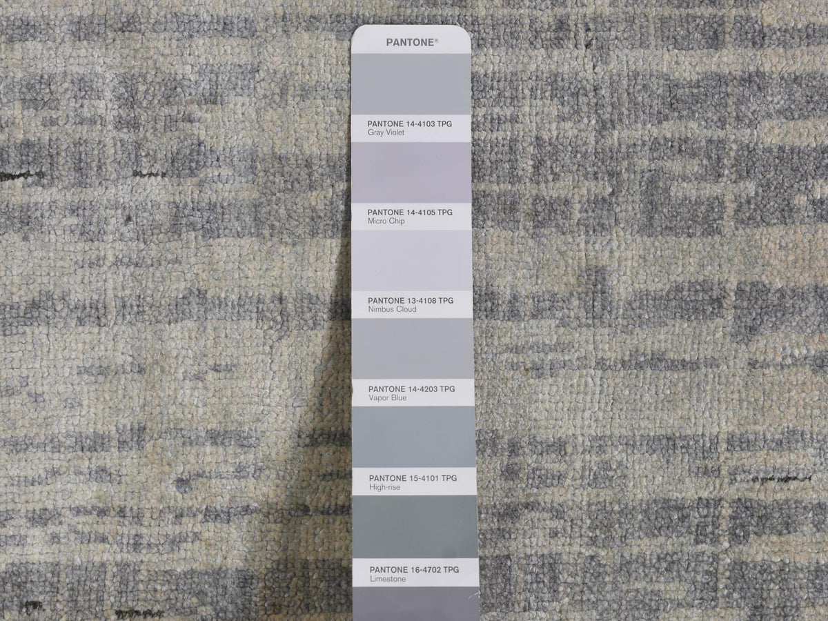 Modern / Contemporary hand-knotted silk runner in Gray, 3' x 9' — SKU O087620 (view 6)