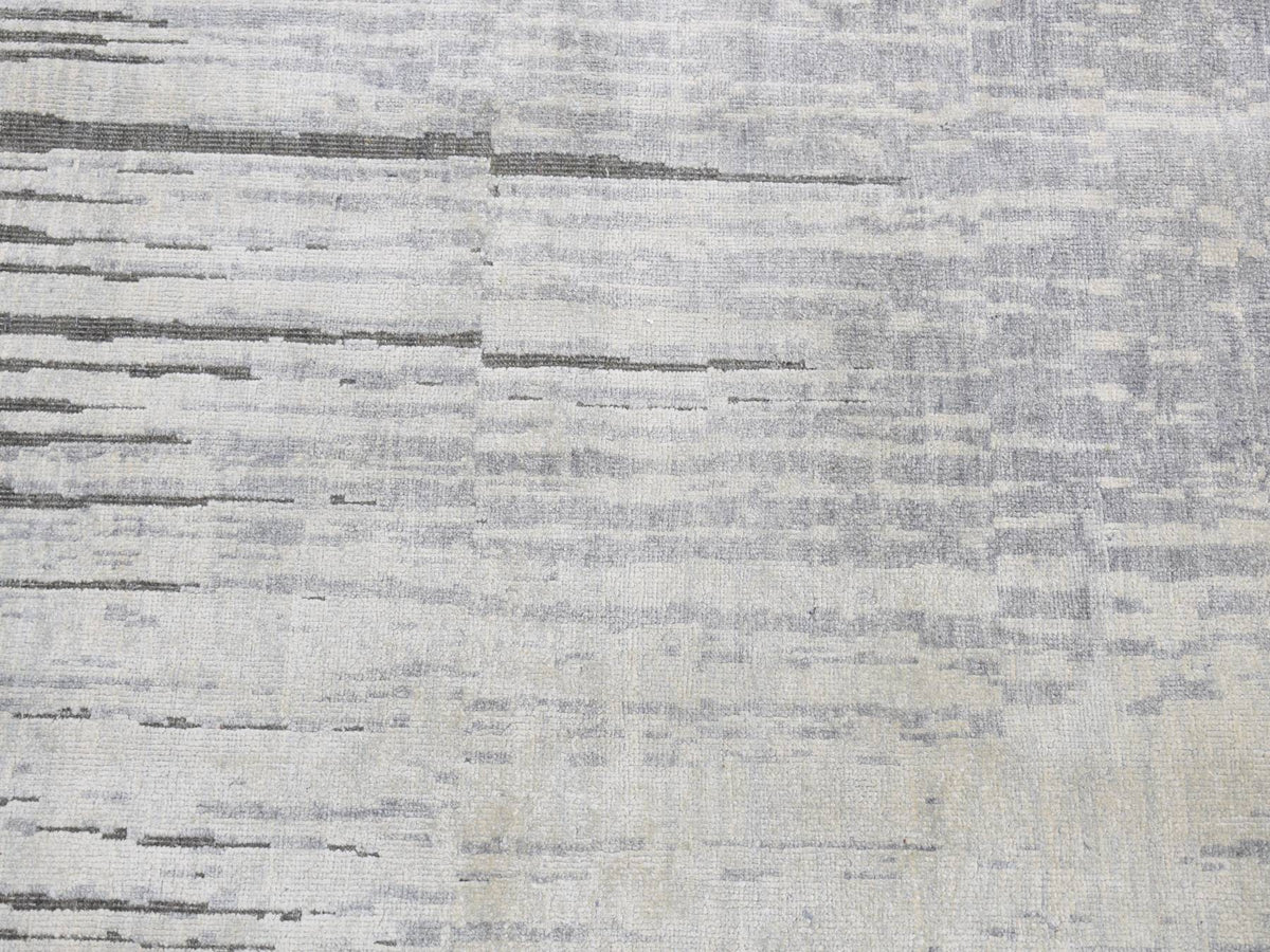 Modern / Contemporary hand-knotted silk runner in Gray, 3' x 9' — SKU O087620 (view 7)