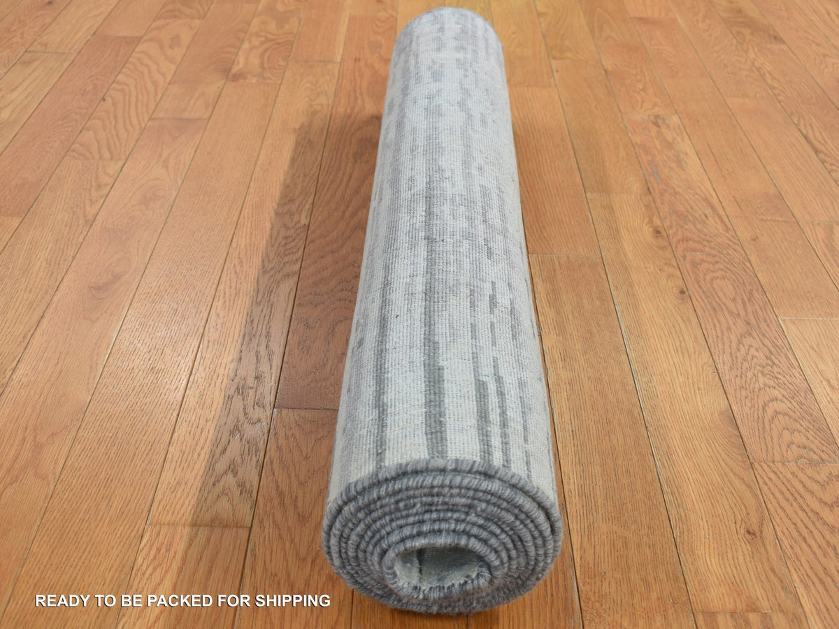Modern / Contemporary hand-knotted silk runner in Gray, 3' x 9' — SKU O087620 (view 8)
