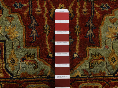 Heriz Heriz hand-knotted wool runner in Red & Green, 2'7" x 17'7" — SKU O087623 (view 6)