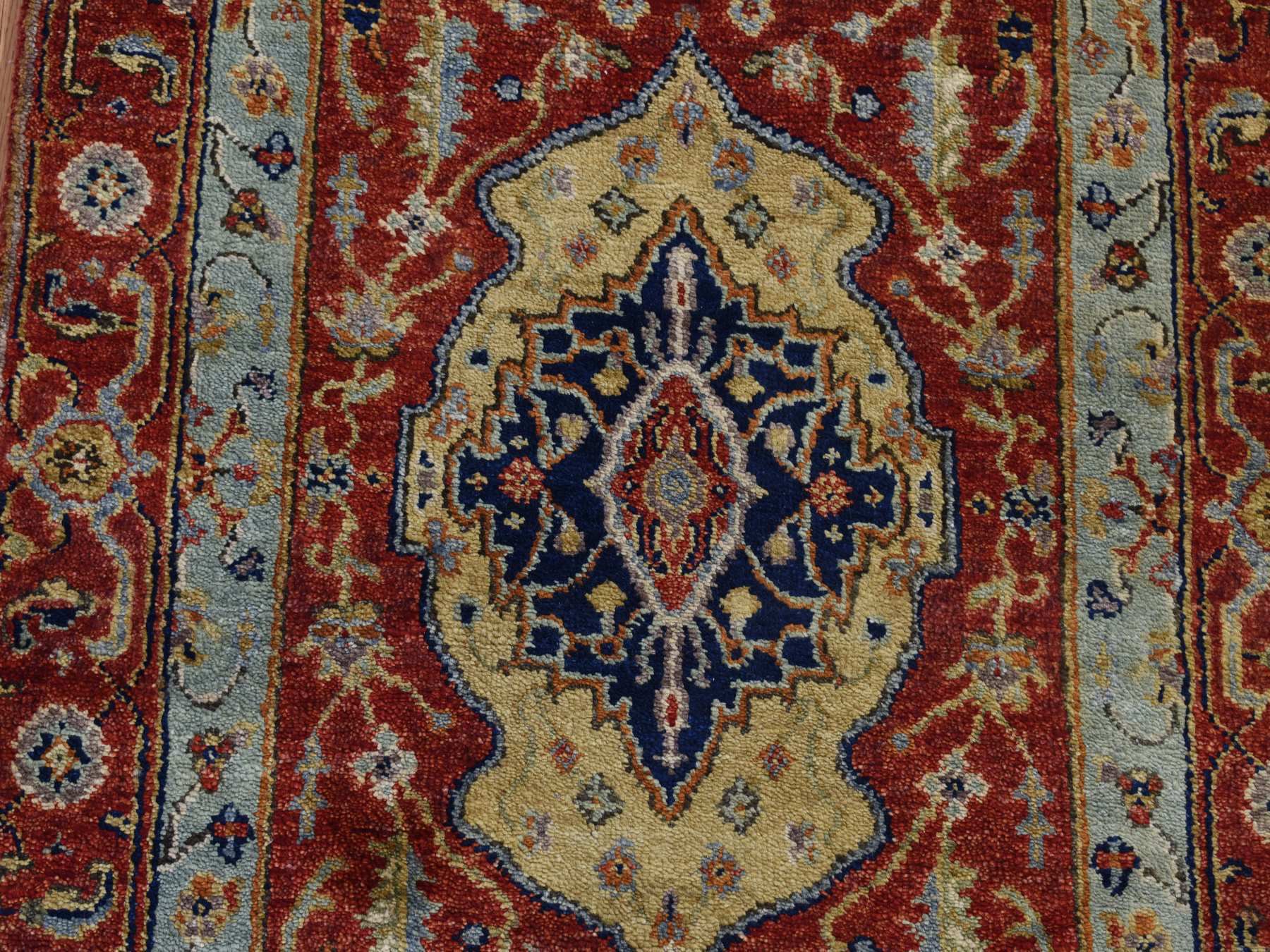 Heriz Heriz hand-knotted wool runner in Red & Green, 2'7" x 17'7" — SKU O087623 (view 7)