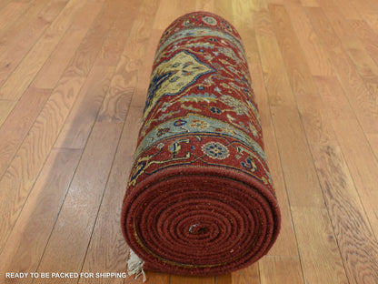 Heriz Heriz hand-knotted wool runner in Red & Green, 2'7" x 17'7" — SKU O087623 (view 8)