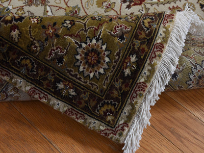 Brown 3'6" x 10'3" Fine Oriental Hand knotted Wool/Silk Rug - Sku: O087624