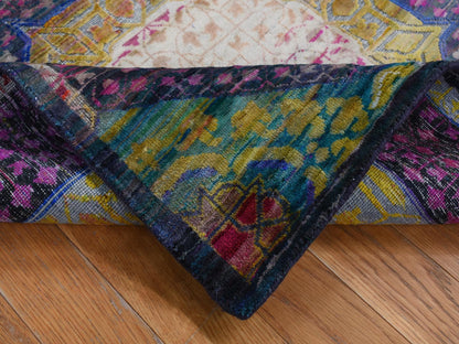 Mamluk Mamluk hand-knotted wool/sari silk runner in Yellow, 3'1" x 19'3" — SKU O087625 (view 5)