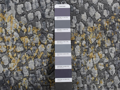 Grey 3'0" x 8'0" Transitional Hand knotted Wool/Silk Rug - Sku: O087627