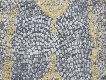 Transitional hand-knotted wool/pure silk runner in Gray, 3' x 8' — SKU O087627 (view 7)