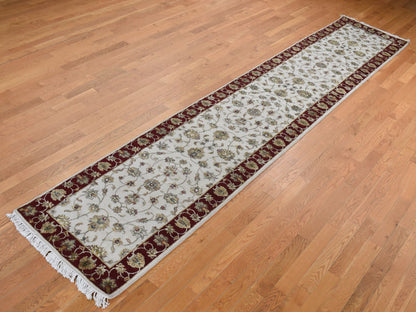Ivory 2'8" x 14'1" Rajasthan Hand knotted Wool/Silk Rug - Sku: O087628