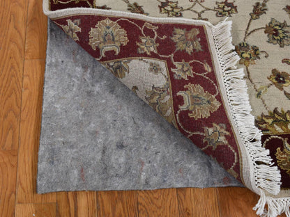 Rajasthan Rajasthan hand-knotted wool/silk runner in Ivory & Red, 2'8" x 14'1" — SKU O087628 (view 4)