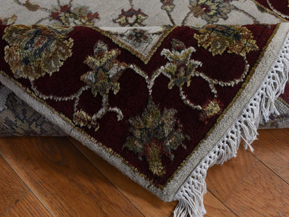 Rajasthan Rajasthan hand-knotted wool/silk runner in Ivory & Red, 2'8" x 14'1" — SKU O087628 (view 5)
