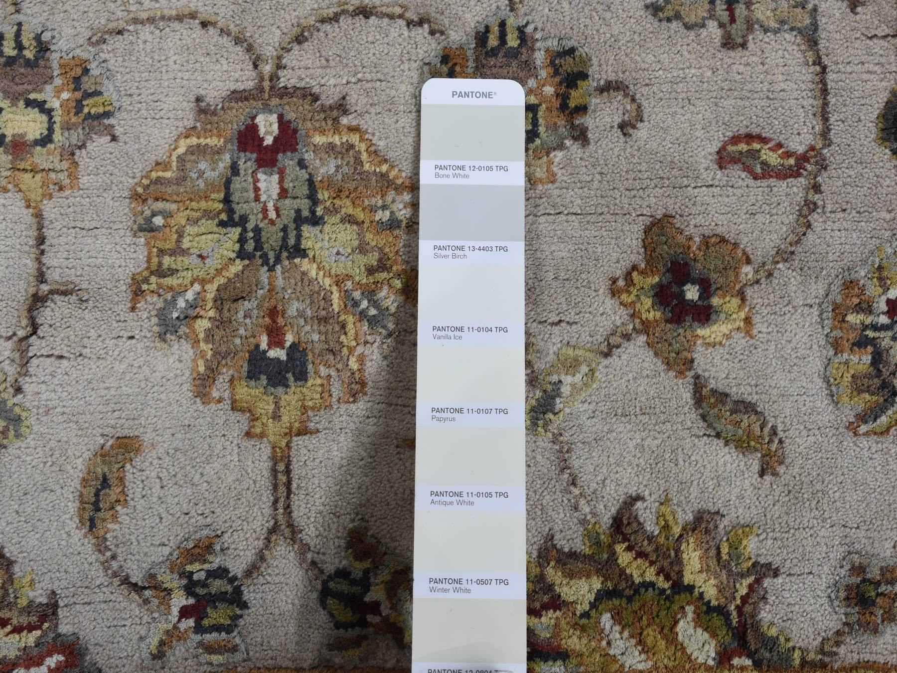 Rajasthan Rajasthan hand-knotted wool/silk runner in Ivory & Red, 2'8" x 14'1" — SKU O087628 (view 6)