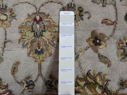 Rajasthan Rajasthan hand-knotted wool/silk runner in Ivory & Red, 2'8" x 14'1" — SKU O087628 (view 6)