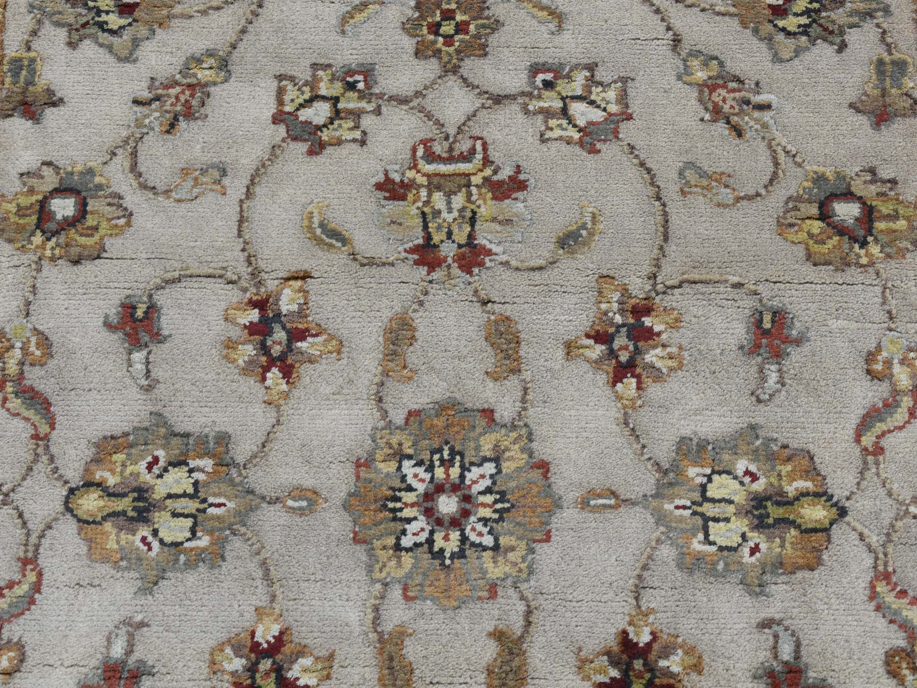 Rajasthan Rajasthan hand-knotted wool/silk runner in Ivory & Red, 2'8" x 14'1" — SKU O087628 (view 7)