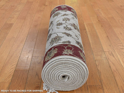 Rajasthan Rajasthan hand-knotted wool/silk runner in Ivory & Red, 2'8" x 14'1" — SKU O087628 (view 8)
