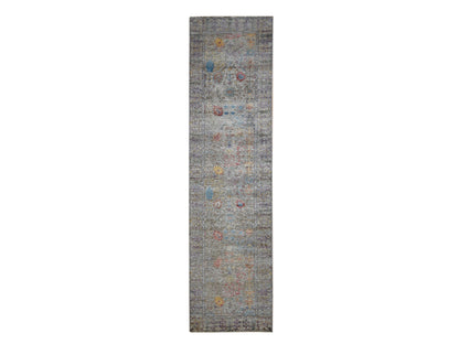 Brown 3'1" x 12'0" Transitional Hand knotted Wool/Silk Rug - Sku: O087629
