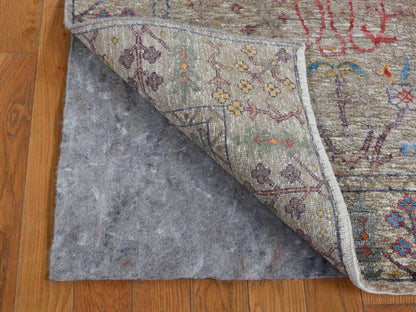 Brown 3'1" x 12'0" Transitional Hand knotted Wool/Silk Rug - Sku: O087629