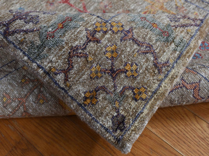 Brown 3'1" x 12'0" Transitional Hand knotted Wool/Silk Rug - Sku: O087629