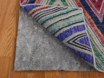 Modern / Contemporary hand-knotted wool/silk runner in Red, 3' x 11'10" — SKU O087630 (view 4)