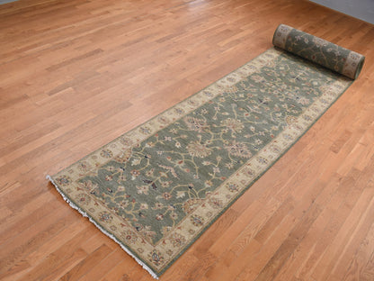 Green 3'6" x 32'2" Oushak / Peshawar Hand knotted Wool Rug - Sku: O087634
