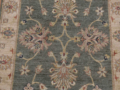 Green 3'6" x 32'2" Oushak / Peshawar Hand knotted Wool Rug - Sku: O087634