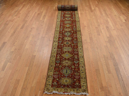 Heriz hand-knotted wool runner in Red & Gold Color, 2'7" x 19'10" — SKU O087637 (view 2)