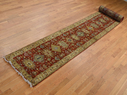 Heriz hand-knotted wool runner in Red & Gold Color, 2'7" x 19'10" — SKU O087637 (view 3)