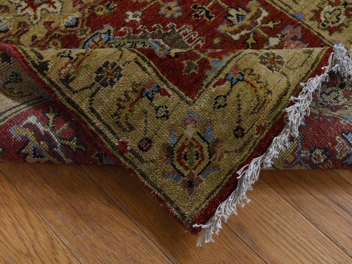 Heriz hand-knotted wool runner in Red & Gold Color, 2'7" x 19'10" — SKU O087637 (view 5)