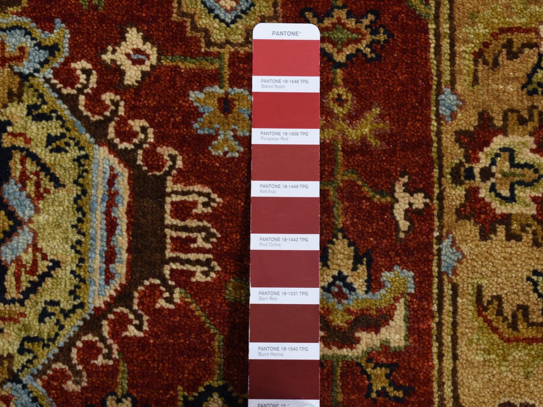 Heriz hand-knotted wool runner in Red & Gold Color, 2'7" x 19'10" — SKU O087637 (view 6)