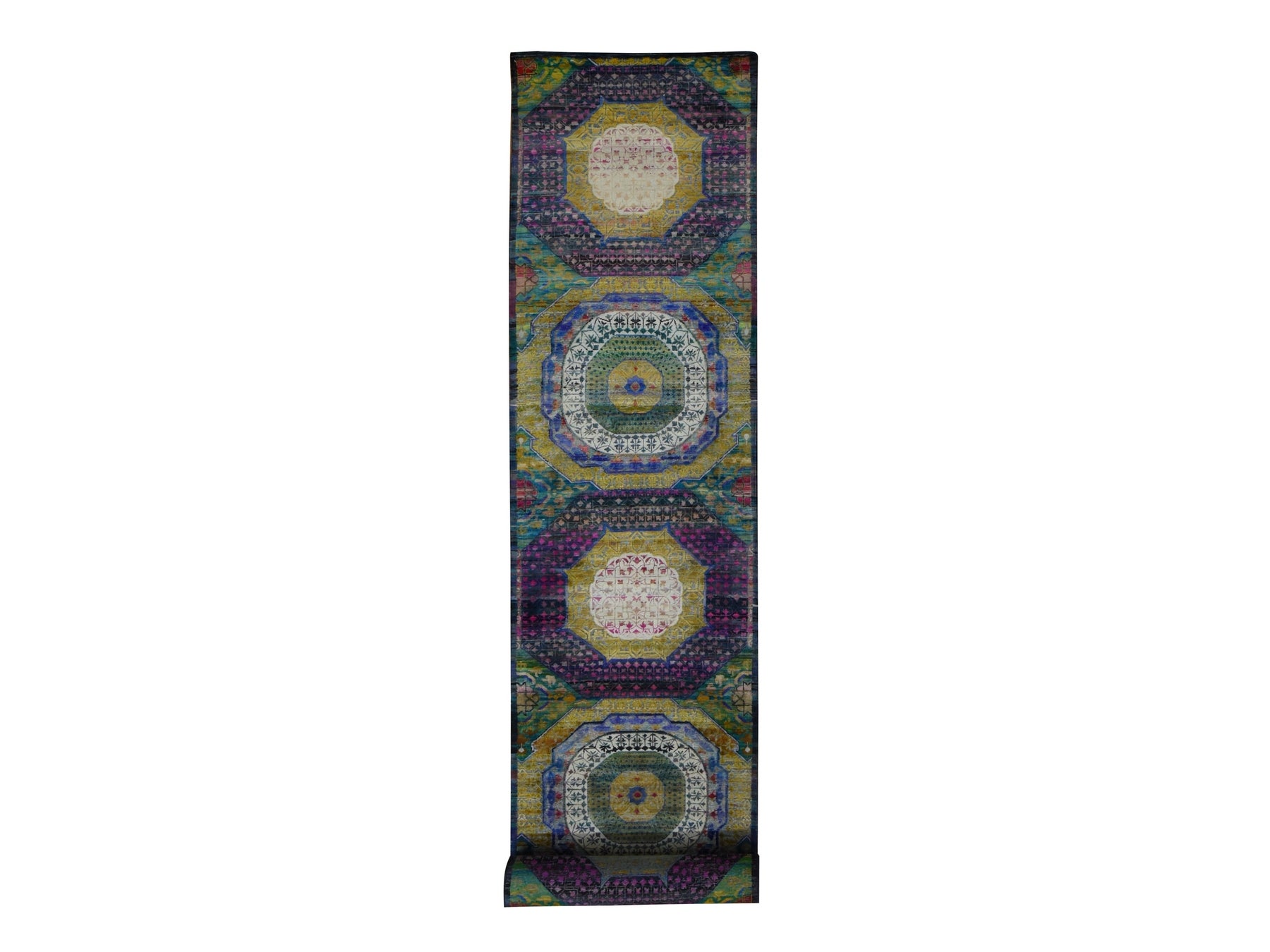 Mamluk Mamluk hand-knotted wool/silk runner in Purple, 3'1" x 16'1" — SKU O087638