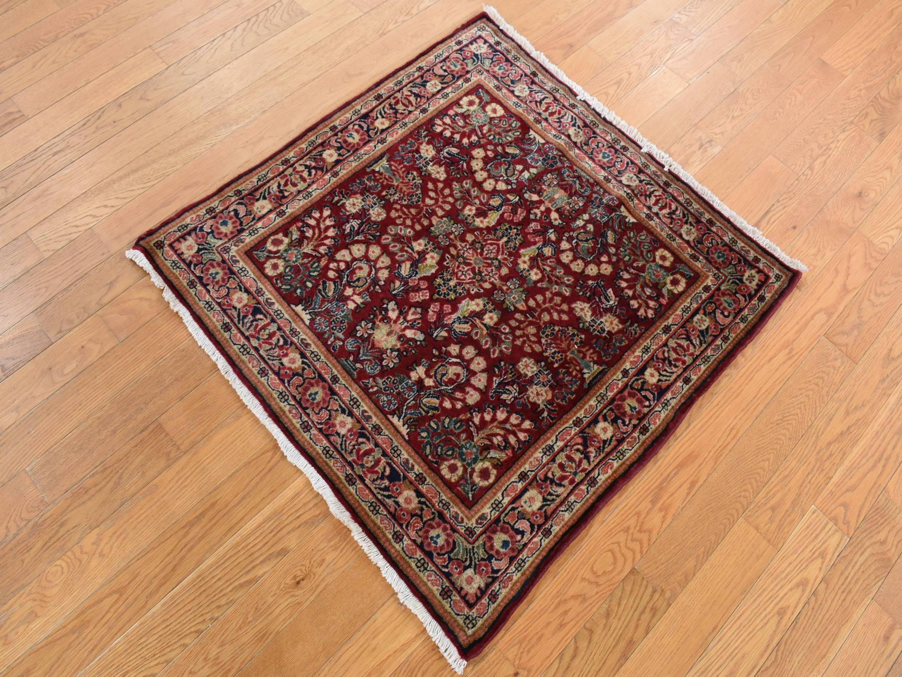 Sarouk Antique hand-knotted wool rug in Red, 3' x 3' — SKU O087640 (view 2)