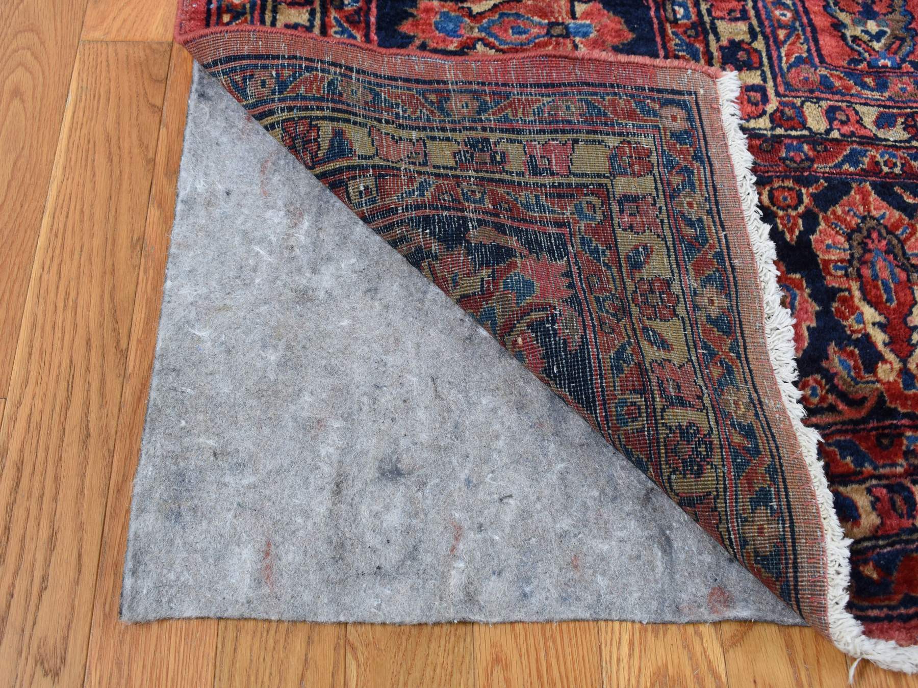 Sarouk Antique hand-knotted wool rug in Red & Midnight Blue, 10'8" x 17'2" — SKU O087641 (view 4)