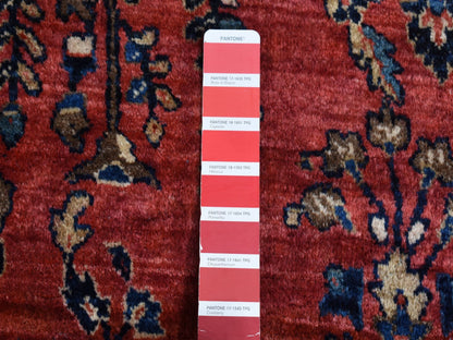 Sarouk Antique hand-knotted wool rug in Red & Midnight Blue, 10'8" x 17'2" — SKU O087641 (view 6)