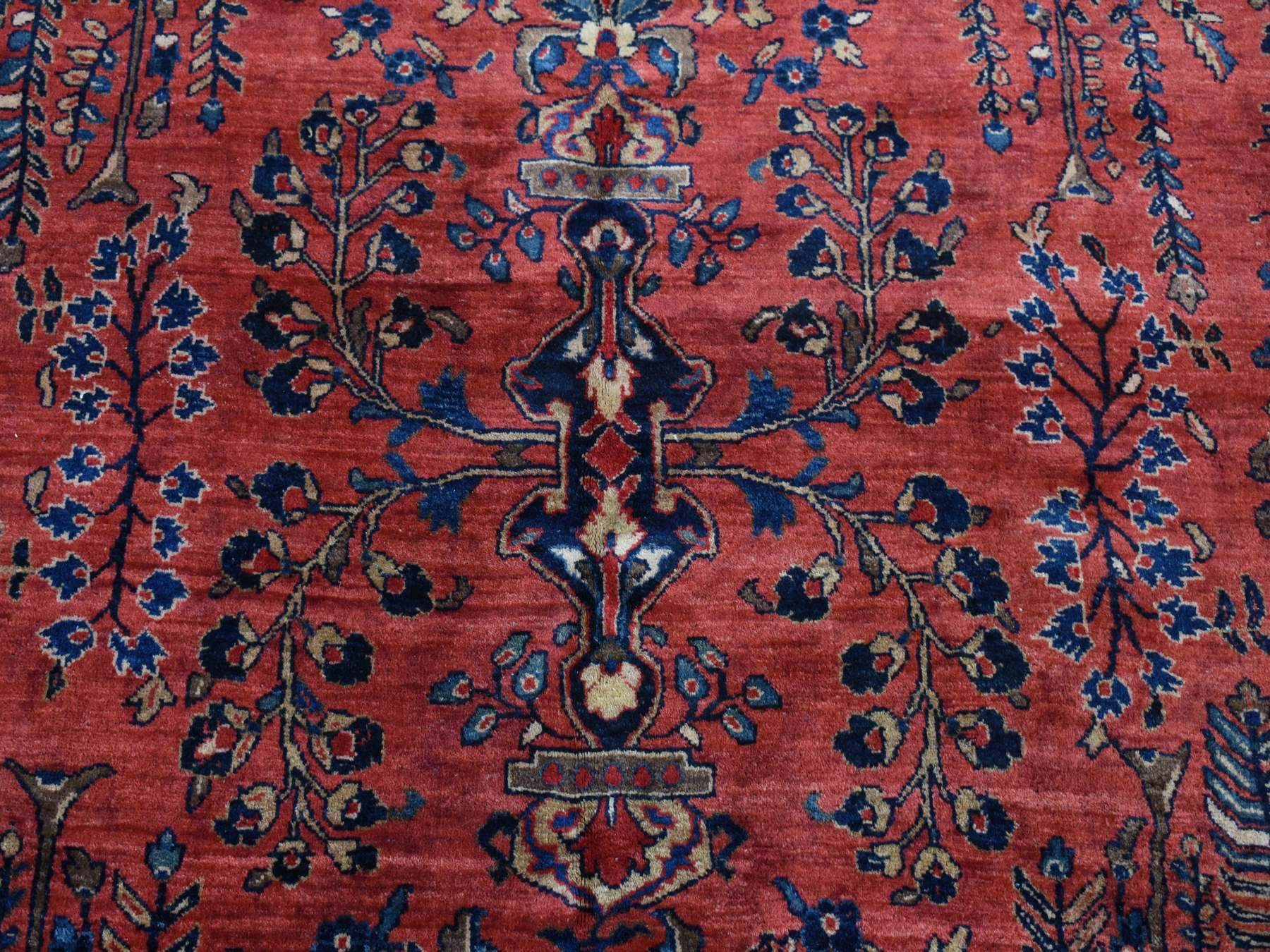 Sarouk Antique hand-knotted wool rug in Red & Midnight Blue, 10'8" x 17'2" — SKU O087641 (view 7)