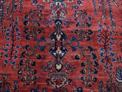 Sarouk Antique hand-knotted wool rug in Red & Midnight Blue, 10'8" x 17'2" — SKU O087641 (view 7)
