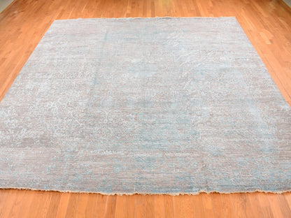 Green 11'8" x 11'8" Transitional Hand knotted Wool/Silk Rug - Sku: O087643