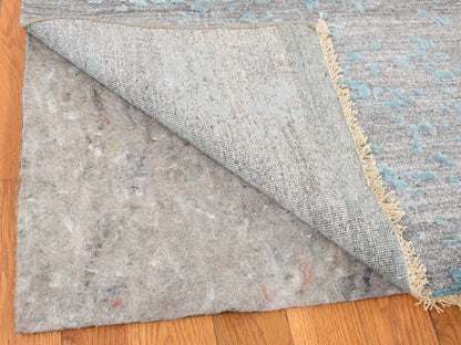 Green 11'8" x 11'8" Transitional Hand knotted Wool/Silk Rug - Sku: O087643