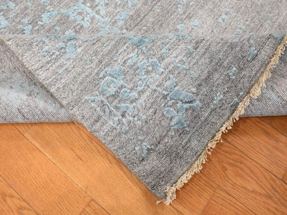 Green 11'8" x 11'8" Transitional Hand knotted Wool/Silk Rug - Sku: O087643