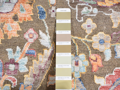 Brown 11'9" x 15'2" Transitional Hand knotted Wool/Silk Rug - Sku: O087644